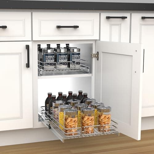 Heavy Duty Chrome Slide Out Cabinet Organizer, 14x21 IN, Kitchen Cabinets
