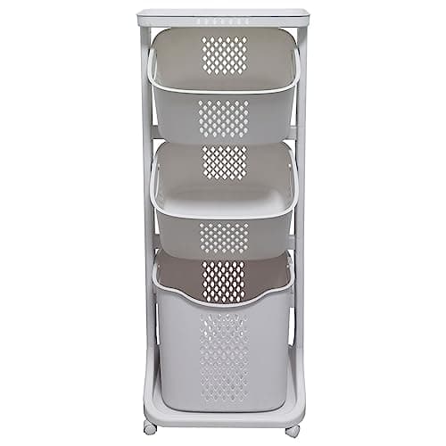 Multi-Functional Laundry Basket with Wheels and 3 Layers for Storage