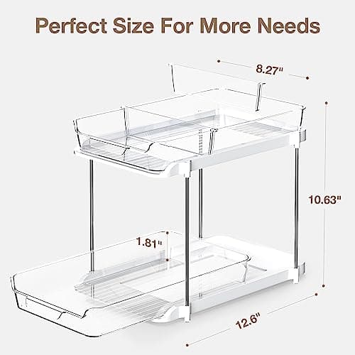 Delamu 2-Tier Pull-Out Sink Organizer with Movable Dividers