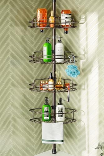 Hamitor Corner Shower Caddy: 4-Tier Rust-ResistantAdjustable Shelves - Silver Grey