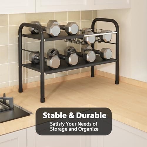 Expandable Under Sink Organizer with 2 Tiers and 2 Removable Baskets