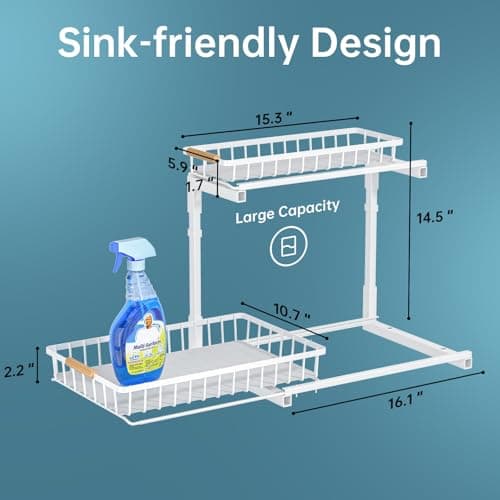 Under Sink Organizer 2 Pack for Kitchen and Bathroom