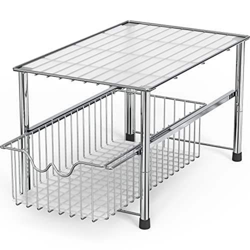 DecoBrothers Chrome Stackable Under Sink Organizer with Sliding Basket