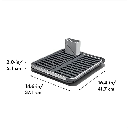 OXO Good Grips 2-Tier Aluminum Foldable Dish Drying Rack with Drainboard