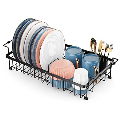 iSPECLE Adjustable Over the Sink Dish Drying Rack, Black