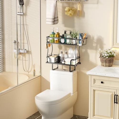 Drill-Free Kitstorack Over-The-Toilet 2-Tier Bathroom Storage Organizer