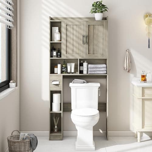 Bathroom Space-Saving Toilet Cabinet with Barn Door