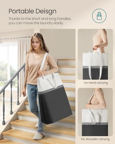 SONGMICS Foldable 75 L Laundry Hamper with Handles, Ink Black ULCB208B01