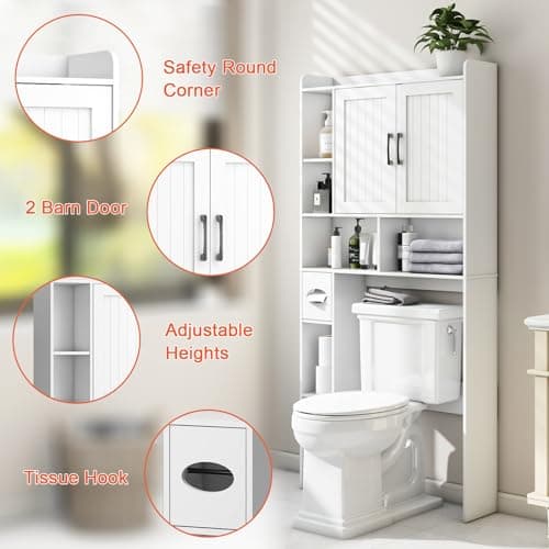 Bathroom Space-Saving Toilet Cabinet with Barn Door
