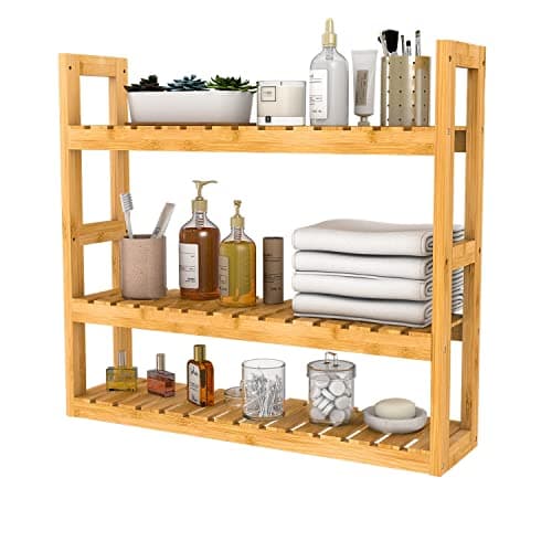 Domax 3-Tier Bamboo Wall Mount Toilet Organizer, White
