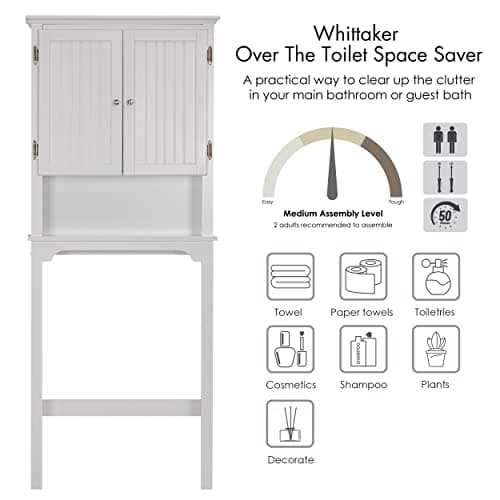White UTEX Over the Toilet Storage Cabinet with Adjustable Shelves