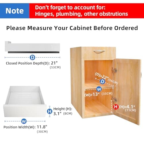 Top Pull Out Cabinet Organizer for Kitchen and Bathroom - 21 Deep, Slide Out Drawers, Under Sink Storage.