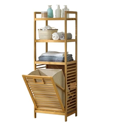 2-Tier Lavatory Hamper with Tilt Out Basket - Laundry Organizer for Bathroom, Nursery, Bedroom