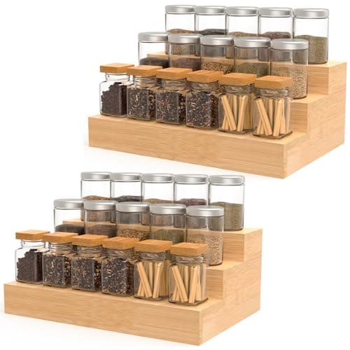 Bamboo 3-Tier Spice Rack for Kitchen Counter or Wall