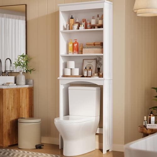 Gizoon White Anti-Tip Over The Toilet Storage Cabinet