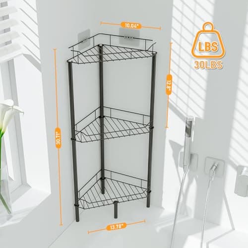 3-Tier Rustproof Black Bathroom Shower Caddy