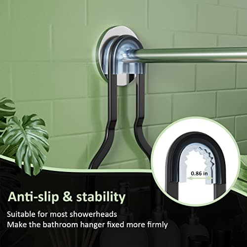 AHNR Black Shower Caddy Hanging, Over Showerhead Organizer with Hooks
