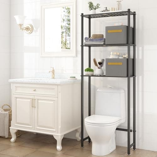 Black 3-Tier Over the Toilet Storage Organizer Rack