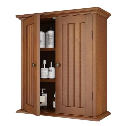 ChooChoo Toilet Wall Cabinet, Space-Saving Medicine Cabinet with 2 Doors & Shelves