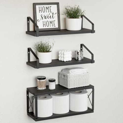 White Wall-Mounted Floating Shelves for Bedroom, Kitchen & Bathroom Storage