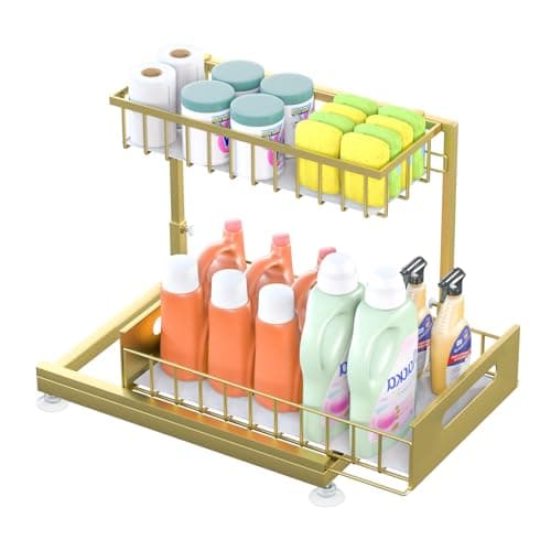 Under Sink Storage Racks 2-Tier Height Adjustable White | Kitchen & Bathroom Organizers