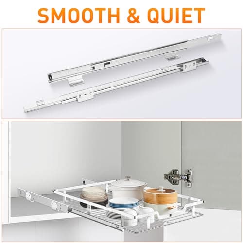 16" W x 22" D Chrome Slide Out Cabinet Organizer, Heavy Duty Pantry Shelves