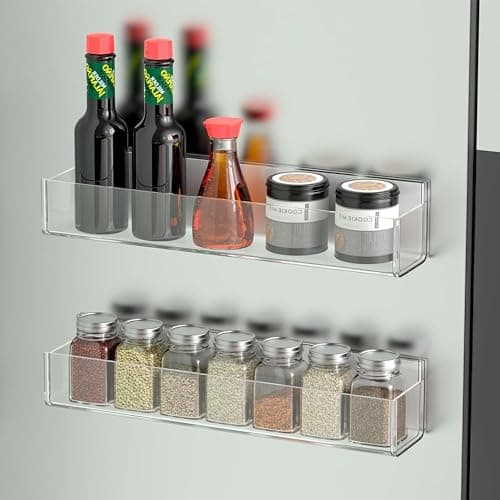 Acrylic Spice Rack Organizer with Nano Tape for Kitchen Wall - 2 Pack