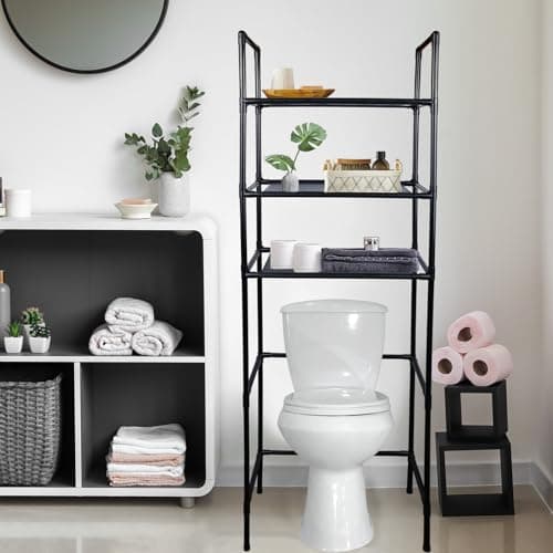 3 Tier Bathroom Organizer Freestanding Toilet Shelf - Black