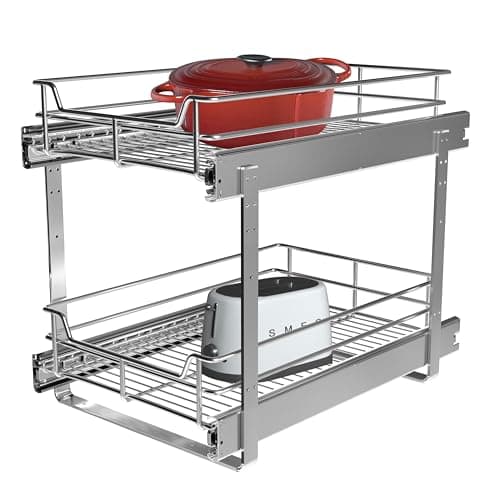 2-Tier Heavy-Duty Metal Pull-Out Cabinet Organizer for Kitchen Pantry
