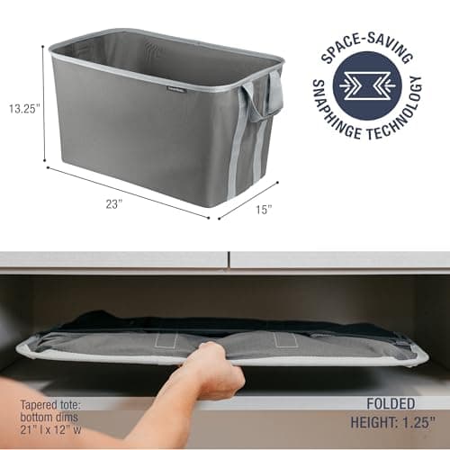 CleverMade Shadow Stone Gray 2-Pack 60L Foldable Laundry Hamper
