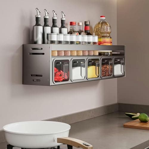Wall-Mounted & Countertop Spice Rack Organizer - 3 Box Shelf for Kitchen Cupboards