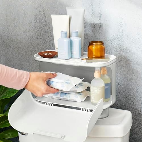 YouCopia Hideaway Toilet Cabinet for Paper Rolls, Wipes & Accessories