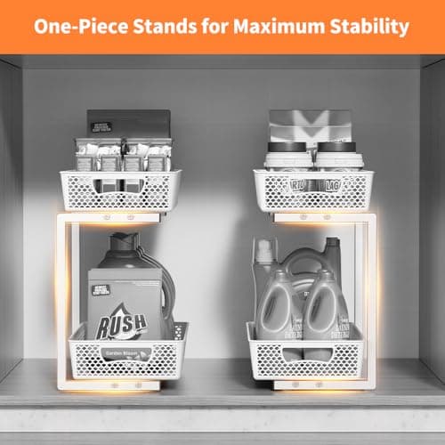 Sotfamily 2-Pack White Under Sink & Kitchen Cabinet Organizer