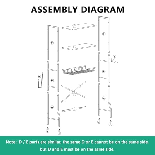 Black 3-Tier Over-Toilet Organizer Shelf with Basket (Freestanding)
