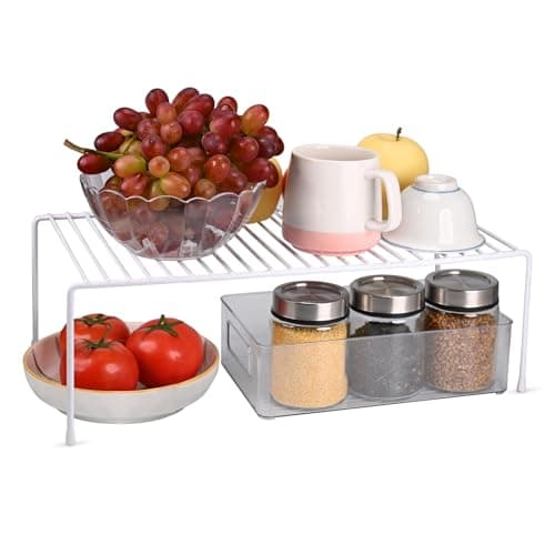 4-Pack White Medium Kitchen Organizer Rack, Spice & Pantry Storage