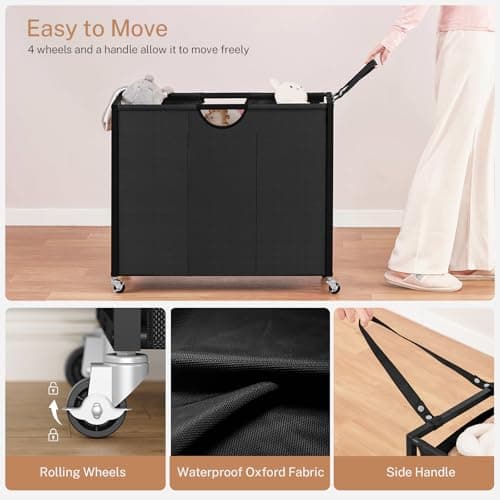 Laundry Sorter with Wheels and Drawers for Easy Organization in Laundry Room, Bathroom, Bedroom