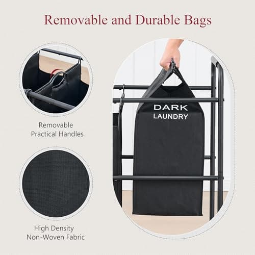 5-Bag Laundry Sorter Cart with Rolling Wheels for Dirty Clothes Storage