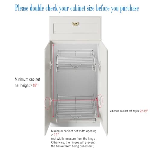 DINDON 2-Tier Chrome Pull-Out Cabinet Organizer for Kitchen Storage
