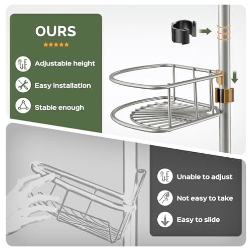 Hamitor Corner Shower Caddy: 4-Tier Rust-ResistantAdjustable Shelves - Silver Grey