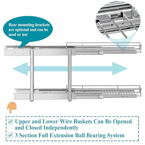 OCG 2-Tier Pull Out Cabinet Organizer for Kitchen Storage