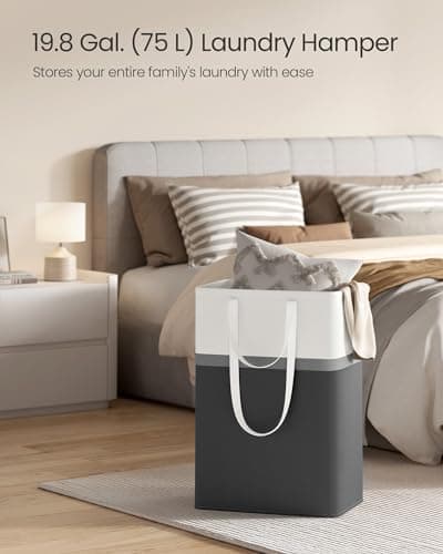 SONGMICS Foldable 75 L Laundry Hamper with Handles, Ink Black ULCB208B01