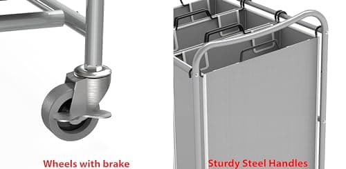 Heavy-Duty 3-Bag Silver Laundry Sorter Cart by Simple Houseware
