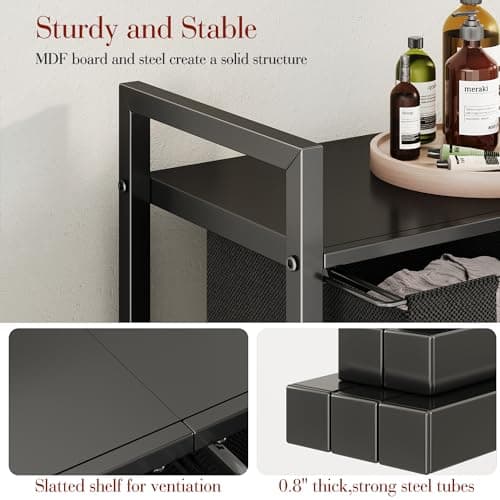 Laundry Basket Organizer with Shelf and Removable Bags for Laundry Room, Bathroom, and Dorm - 2 x 11.8 gallons (44.5L)