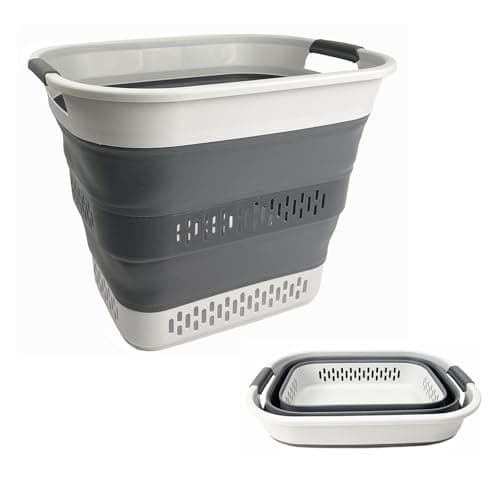 Sammart 40L Collapsible Laundry Basket - Space Saving Storage Container (1, Grey)