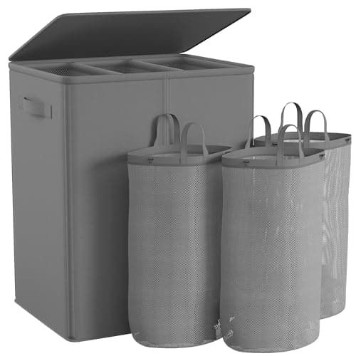Raybee 180L Laundry Basket with Lid and 3 Sections