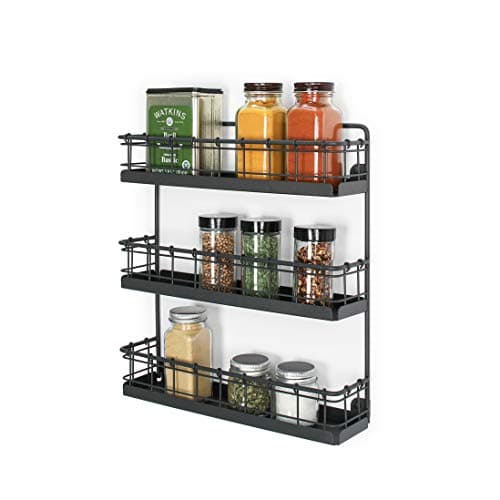 Vintage Industrial Gray 3-Tier Spice Rack for Kitchen and Pantry