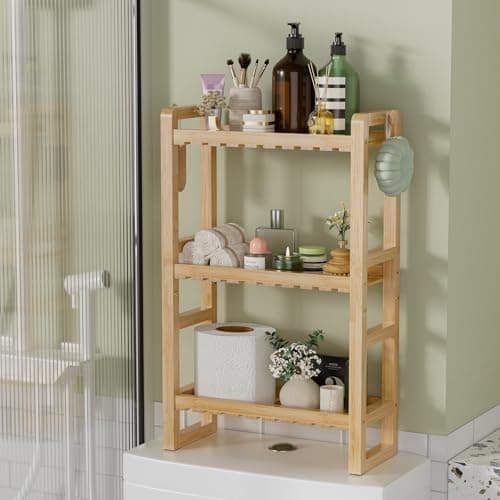 AmazerBath 2-Tier Bamboo Over the Toilet Storage Shelf, Space Saver for Small Bathrooms