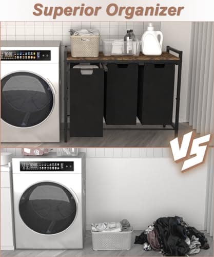 Large Laundry Hamper with Sorter Bags, Freestanding Clothes Organizer