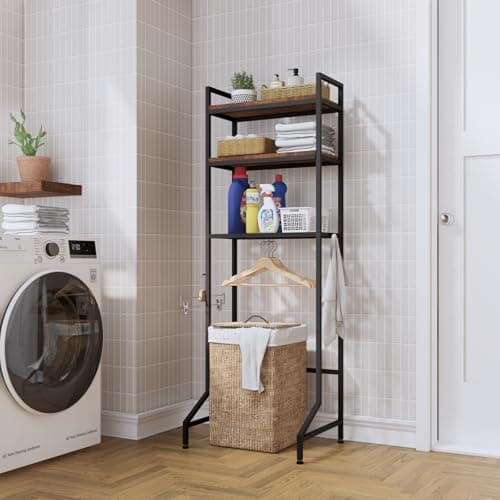 Rustic Brown 3-Tier Toilet Storage Organizer Shelf