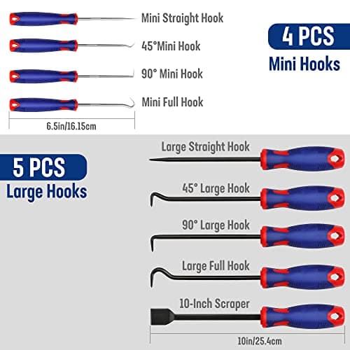 WORKPRO 9-Piece Precision Pick and Hook Set with Scraper, Automotive & Electronic Tools